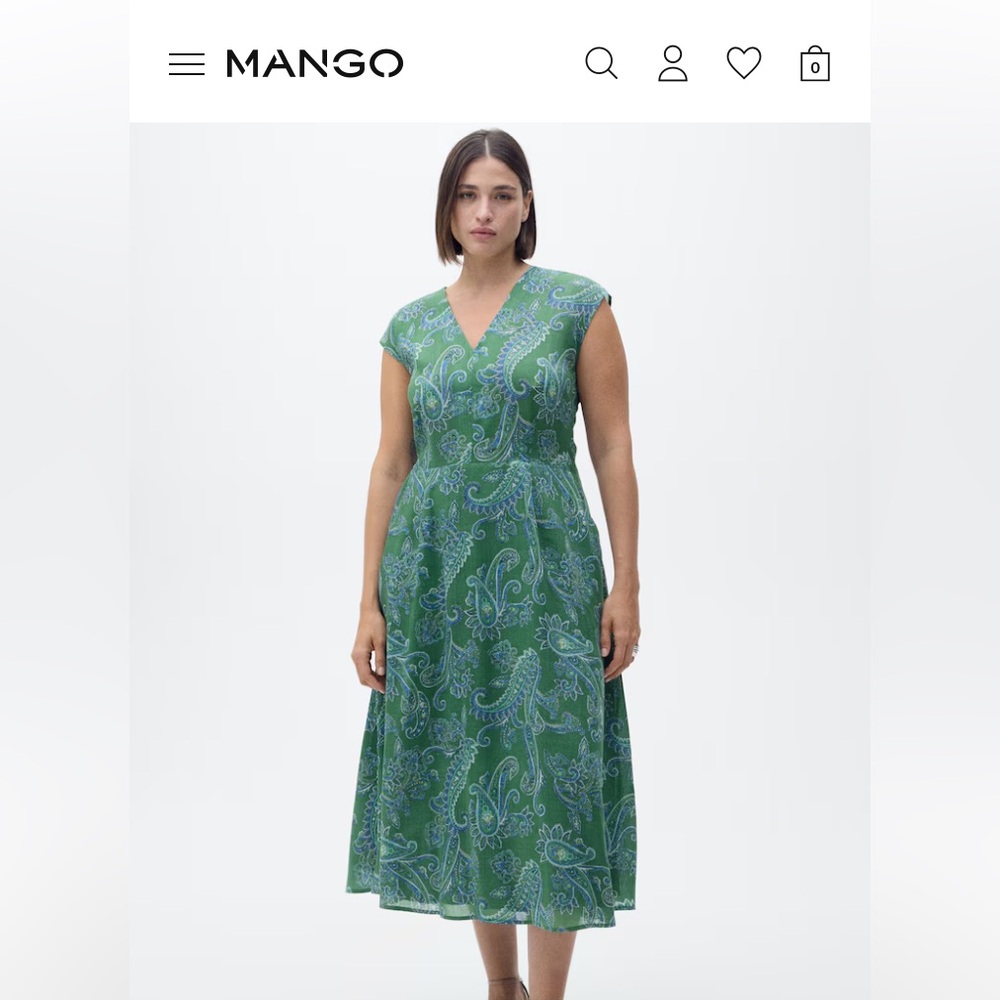 Mango Blue-Green Paisley Midi Dress 4xl